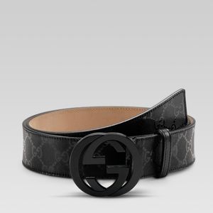 Gucci Belt Black Monogram Interlocking G 90